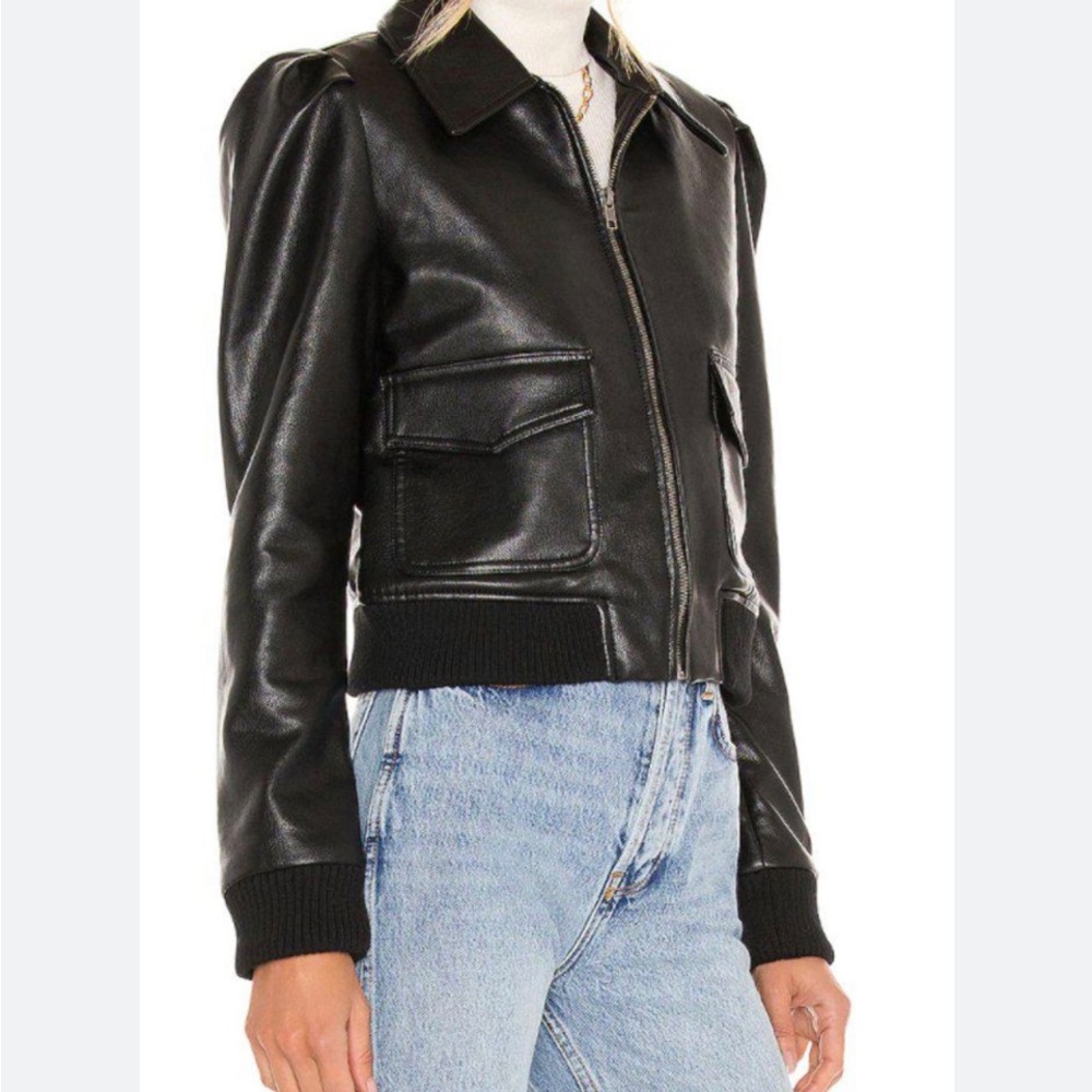 Black Leather Jacket faux BB Dakota size small